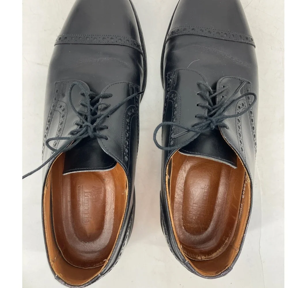 Allen‎ Edmonds Sanford Cap Toe Derby Mens 9 C Black Excellent Semi-Brogue 3408